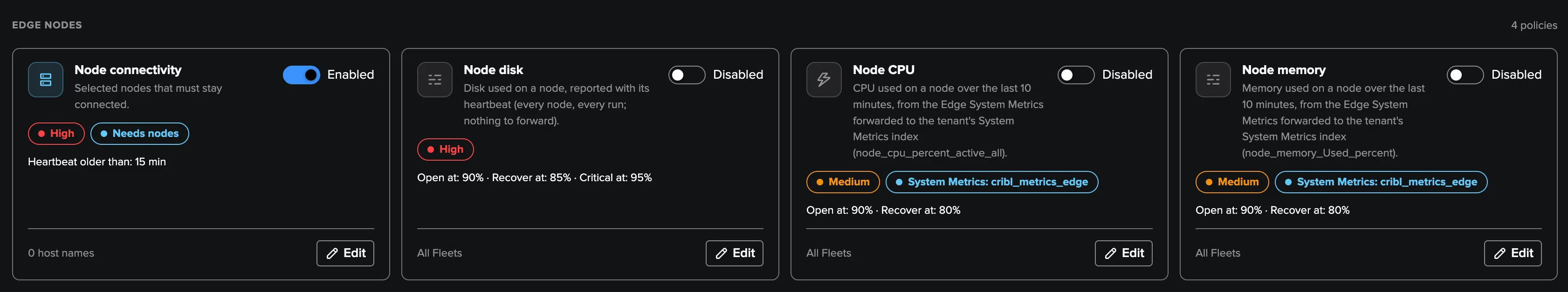 Edge Nodes policies